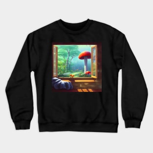 Vintage Botanical Cottagecore Mushrooms Forest View Scenery Indoorsy Introverts in Love with Nature Crewneck Sweatshirt
